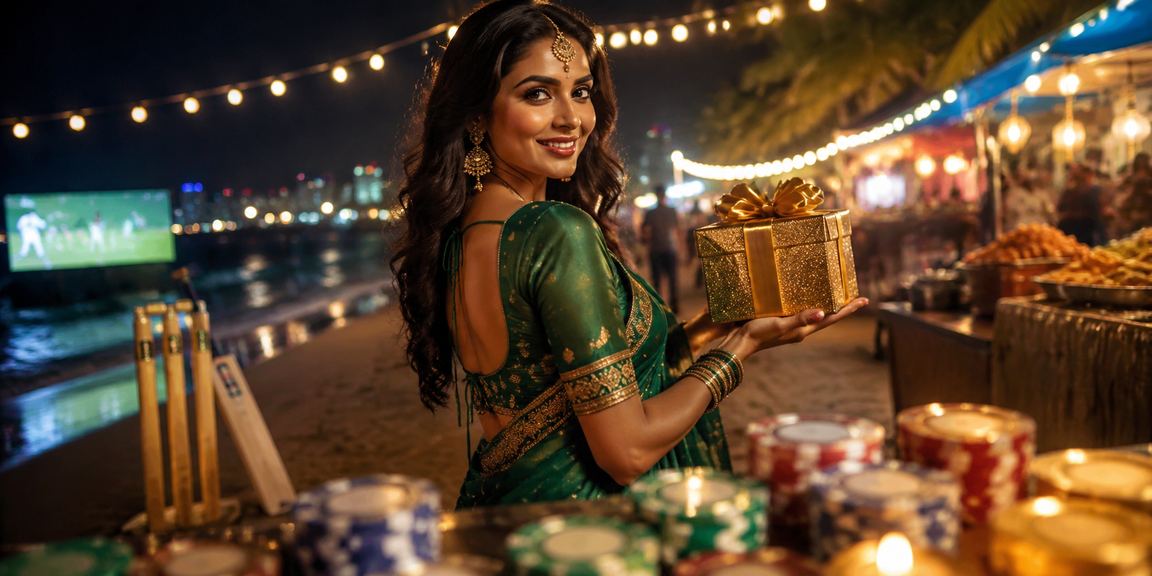Indian woman celebrating cricket win while gaming on mobile