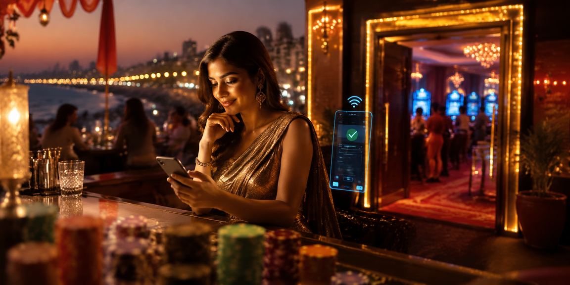 VIP player using mobile device to manage gaming account and payments at a night market